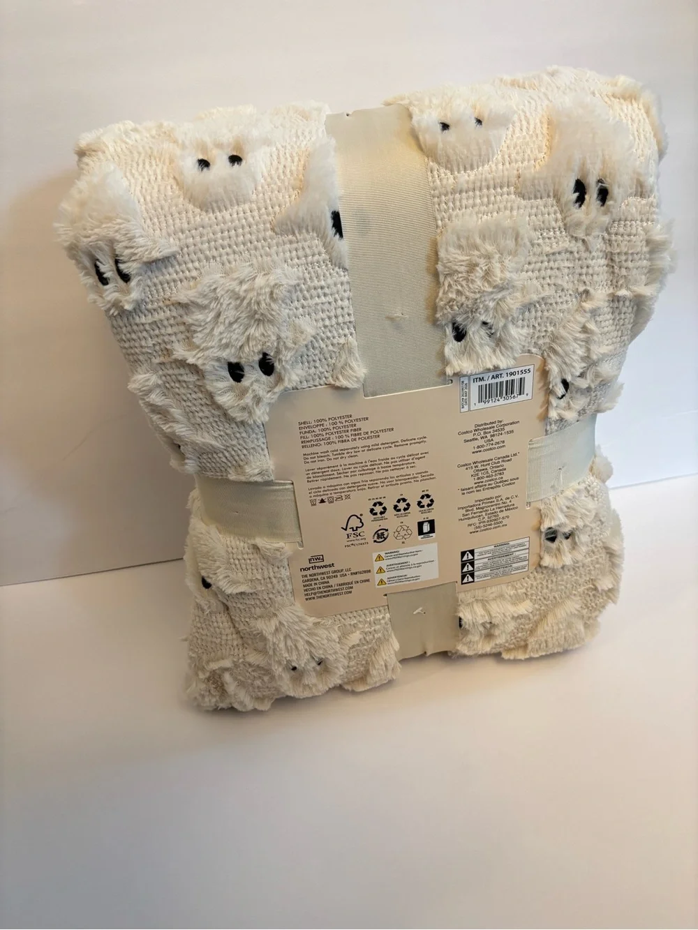 NWT Costco Halloween Faux Fur Embroidered Throw Blanket Ghost 60x70